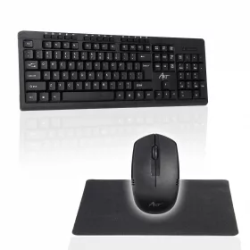   ART vezeték nélküli számítógép szett QWERTY billentyűzet + egér + egérpad 2.4G AK-48A fekete