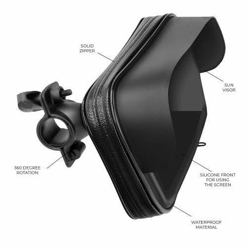 Vízálló kerékpártartó cipzárral és kapucnival (4,8" - 5,5") fekete