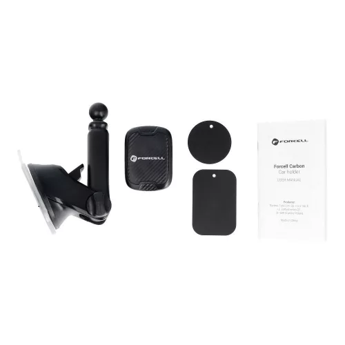 Forcell F-Grip Carbon H-CT327 mágneses autós telefontartó szélvédőre / műszerfalra, fekete