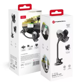   Forcell F-Grip Oval autós telefontartó, 17 cm, szélvédőre / műszerfalra / szellőzőnyílásra rögzíthető, fekete