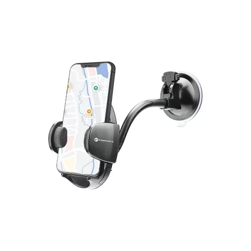 Forcell F-Grip Oval autós telefontartó, 17 cm, szélvédőre / műszerfalra / szellőzőnyílásra rögzíthető, fekete