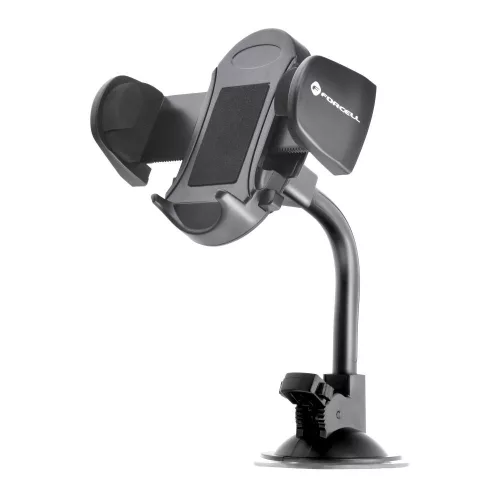 Forcell F-Grip Oval autós telefontartó, 17 cm, szélvédőre / műszerfalra / szellőzőnyílásra rögzíthető, fekete