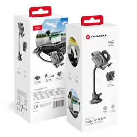   Forcell F-Grip Regular autós telefontartó, 17 cm, szélvédőre / műszerfalra / szellőzőnyílásra, fekete