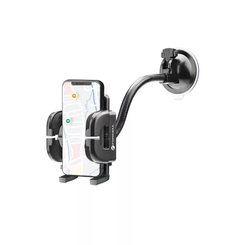 Forcell F-Grip Regular autós telefontartó, 17 cm, szélvédőre / műszerfalra / szellőzőnyílásra, fekete