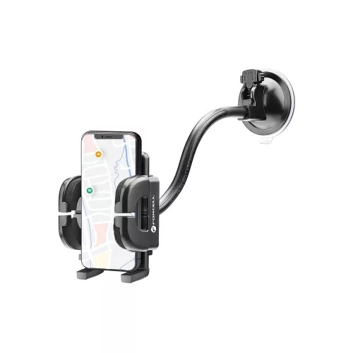 Forcell F-Grip Regular autós telefontartó, 27 cm, szélvédőre / műszerfalra / szellőzőnyílásra rögzíthető, fekete