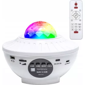   STARS LED / Disco projektor bluetooth hangszóróval + távirányítóval + USB BTM0504-B / HD-SPL fehér