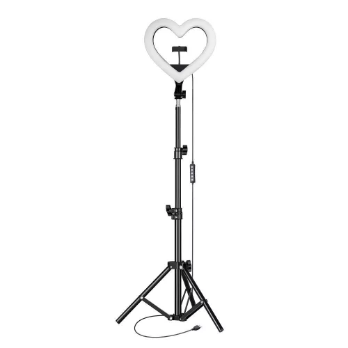 LED Ring Stream RGB lámpa 10" tartóval mobil HEART + állvány JM26-10 fekete