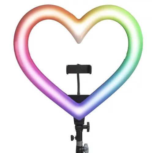 LED Ring Stream RGB lámpa 10" tartóval mobil HEART + állvány JM26-10 fekete