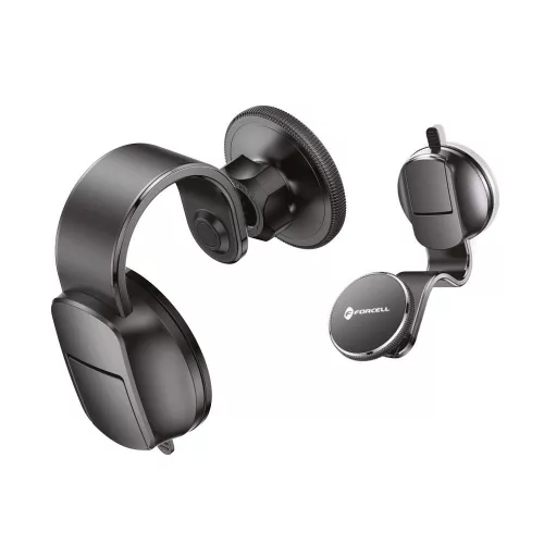 Mágneses autós telefontartó, Magsafe Forcell F-Grip MagFlex szélvédőhöz / műszerfalhoz, fekete színben