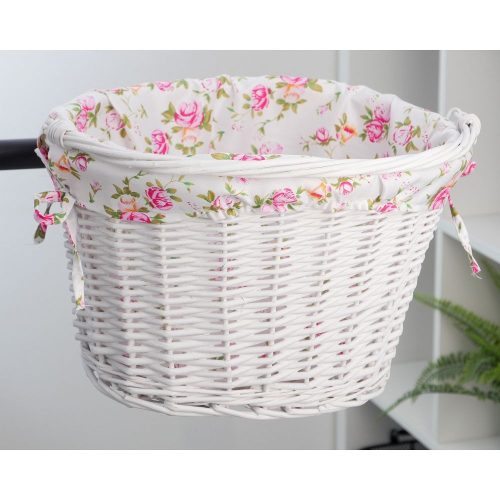 Fűzfa kosár nyomtatott anyaggal FSBKT-037-1 fehér