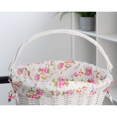 Fűzfa kosár nyomtatott anyaggal FSBKT-037-1 fehér