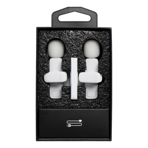 Vezeték nélküli csíptetős mikrofon Lightning dupla (2 db-os készlet) K1 fehér