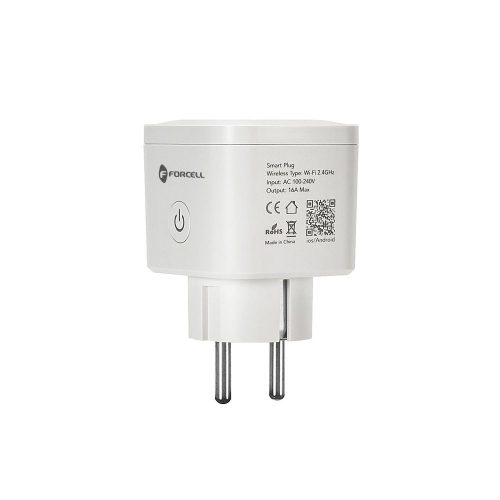 FORCELL F-ENERGY EU02 Okos konnektor 230V WiFi-vel, programozóval és Tuya/Amazon Alexa támogatással - fehér