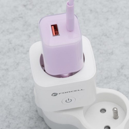 FORCELL F-ENERGY EU02 Okos konnektor 230V WiFi-vel, programozóval és Tuya/Amazon Alexa támogatással - fehér