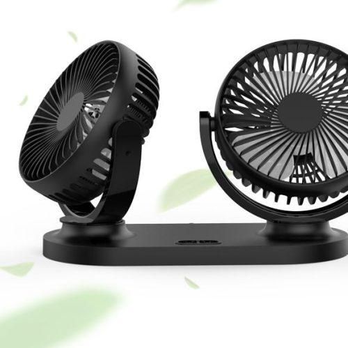 Kettős autós ventilátor USB-ről, fekete