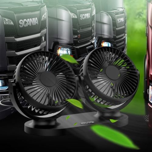 Kettős autós ventilátor USB-ről, fekete