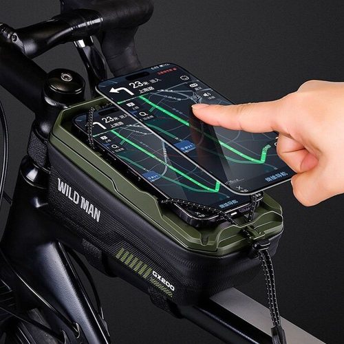 WILDMAN utazótáska kerékpárvázra cipzárral 1L (4 "- 7") GX200 zöld