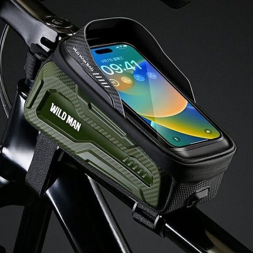 WILDMAN utazótáska kerékpárvázra cipzárral 1L (4"- 7") M20 zöld