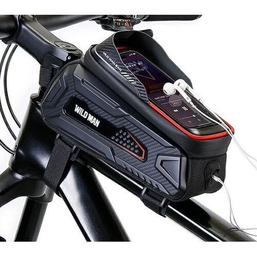 WILDMAN utazótáska kerékpárvázra cipzárral 2L (4 "- 7") M30 fekete