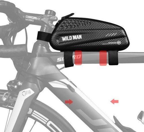 WILDMAN utazótáska kerékpárvázra cipzárral 1L EX fekete