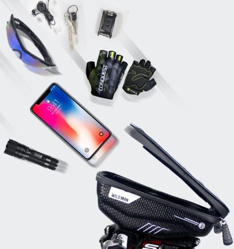 WILDMAN utazótáska kerékpár kormányra cipzárral 1L (4 "- 7") E1 fekete