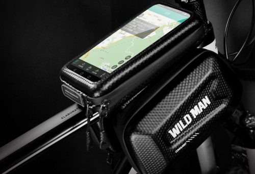 WILDMAN utazótáska kerékpárvázra cipzárral 1,2L (4"-7") E6S fekete