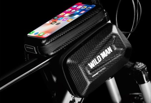 WILDMAN utazótáska kerékpárvázra cipzárral 1,2L (4"-7") E6S fekete