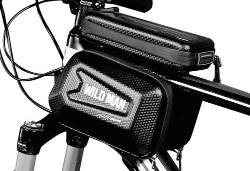 WILDMAN utazótáska kerékpárvázra cipzárral 1,2L (4"-7") E6S fekete