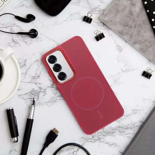 Samsung A27 Frame Mag Cover tok, kompatibilis a MagSafe-fel, magenta