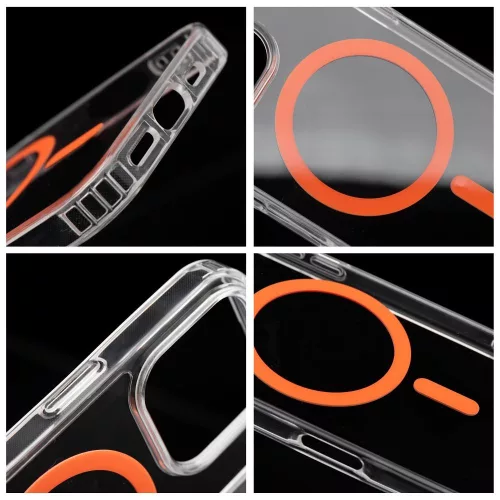 Samsung A27 Drop Glue színes gyűrűs Mag Cover tok, MagSafe-fel kompatibilis, narancssárga
