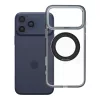 iPhone 17 Pro Max / 18 Pro Max tok (alacsony kameraszél), MagSafe-kompatibilis, keretes, kör alakú állvánnyal, fekete