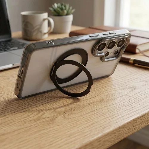 Samsung A36 Frame Circle állványos tok, MagSafe-fel kompatibilis, fekete