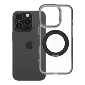   iPhone 16 PRO tok, kerettel, kör alakú állvánnyal, MagSafe-fel kompatibilis, fekete