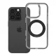 iPhone 16 PRO tok, kerettel, kör alakú állvánnyal, MagSafe-fel kompatibilis, fekete