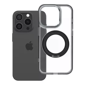   iPhone 15 Pro tok, kerettel, kör alakú állvánnyal, MagSafe-fel kompatibilis, fekete