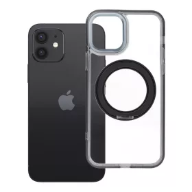   iPhone 12-höz való keretes, kör alakú állványos tok, MagSafe-fel kompatibilis, fekete