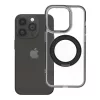 iPhone 14 PRO tok, keretes, kör alakú állvánnyal, MagSafe-fel kompatibilis, fekete