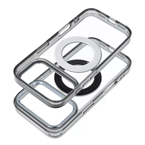 iPhone 13 PRO tok, kerettel, kör alakú állvánnyal, MagSafe-fel kompatibilis, fekete