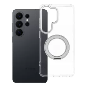   Samsung S26 ULTRA tok, kerettel és kör alakú állvánnyal, MagSafe-fel kompatibilis, átlátszó