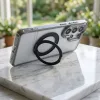 Samsung S26 ULTRA tok, kerettel és kör alakú állvánnyal, MagSafe-fel kompatibilis, átlátszó