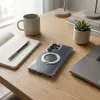 Samsung S26 ULTRA tok, kerettel és kör alakú állvánnyal, MagSafe-fel kompatibilis, átlátszó