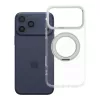 iPhone 17 Pro Max / 18 Pro Max tok (alacsony kameraszél), keretes, kör alakú állvánnyal, MagSafe-kompatibilis, átlátszó