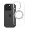 iPhone 16 PRO tok, kerettel, kör alakú állvánnyal, MagSafe-fel kompatibilis, átlátszó