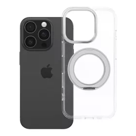   iPhone 16 PRO tok, kerettel, kör alakú állvánnyal, MagSafe-fel kompatibilis, átlátszó
