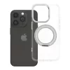 iPhone 14 PRO tok, kerettel, kör alakú állvánnyal, MagSafe-fel kompatibilis, átlátszó