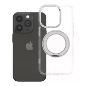   iPhone 14 PRO tok, kerettel, kör alakú állvánnyal, MagSafe-fel kompatibilis, átlátszó
