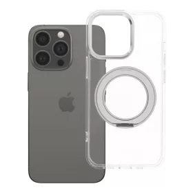   iPhone 13 PRO tok, kerettel, kör alakú állvánnyal, MagSafe-fel kompatibilis, átlátszó