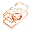 iPhone 17 Pro Max / 18 Pro Max tok (alacsony kameraszél), keretes, kör alakú állvánnyal, MagSafe-kompatibilis, narancssárga