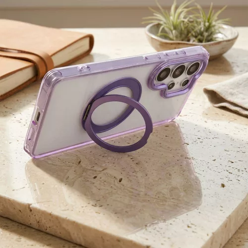 Samsung S26 Frame Circle állványos tok, MagSafe-fel kompatibilis, lila