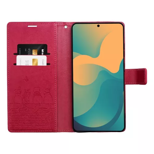 Flip tok Samsung A27 Mezzo Book macskáknak piros